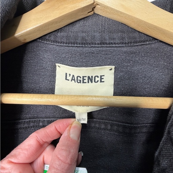 L'AGENCE Charcoal Denim Embellished Jacket medium - Picture 5 of 8